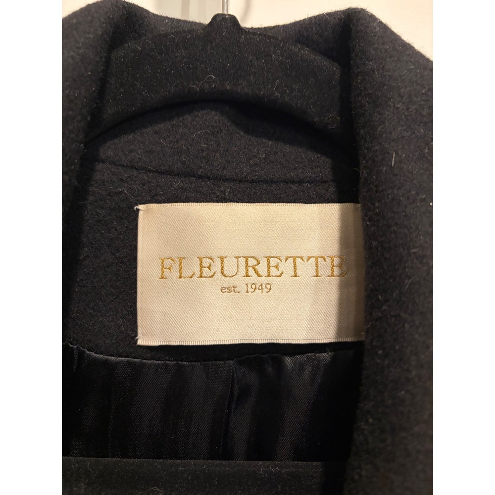 Fleurette Loro Piana Wool Coat Black Notched Lapel 3 Button Mid Length Womens - Picture 4 of 9
